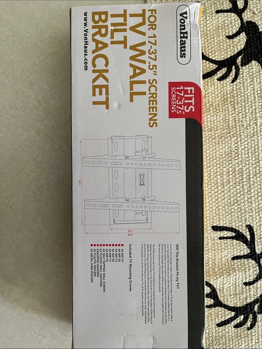 Black TV Wall Tilt Bracket